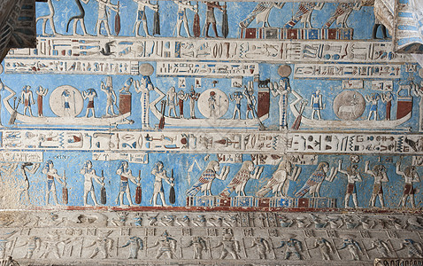 埃及神庙墙上的象形文字绘画地标景点崇拜寺庙建筑写作旅行石头旅游历史图片