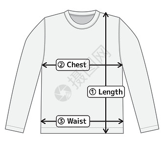 char 尺寸的长袖 T 恤插图网站嘲笑制作者宽度身体尺码小样指导白色纺织品图片