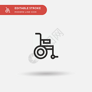 轮椅简易矢量图标 说明符号设计图示座位障碍扶手椅运输插图医院椅子车轮法律交通图片