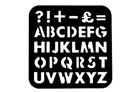 字母顺序 Stencils 形状模版涂鸦邮票插图白色背景图片