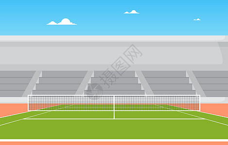 室外网球场看台体育游戏娱乐卡通景观天空比赛边缘建筑学操场法庭竞赛风景体育场爱好图片