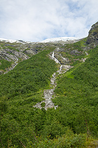 带融化蓝冰的布里克斯达尔斯布林冰川峡湾风景山脉旅游溪流旅行愤怒蓝色地标灾难图片