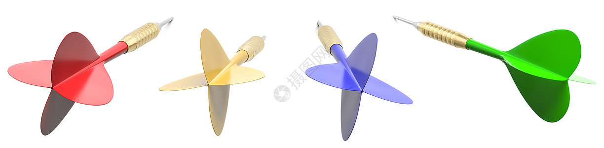 孤立在白色背景上的彩色飞镖图片