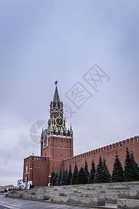 克里姆林宫的斯帕斯卡亚塔 在俄罗斯莫斯科红广场上建筑学纪念碑城市正方形地标红色联盟堡垒旅游中心图片