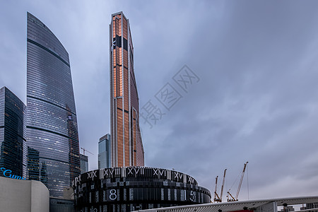 莫斯科市 俄罗斯国际商业中心天空大幕后人物玻璃建筑金属景观旅游地标建筑学城市天际反射图片