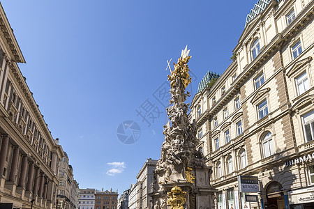 奥地利维也纳瘟疫专栏雕塑历史性旅游街道风格首都文化雕像历史金子背景图片