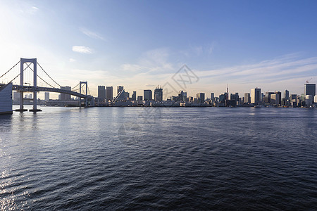 从彩虹大桥到东京湾 当天的景象景观晴天海洋风景城市摩天大楼海岸场景全景港口图片