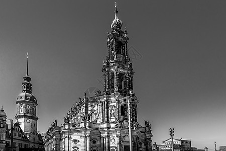 德累斯顿城堡住址 德国萨克森州首府 黑白相片教堂艺术住宅城市旅行旅游历史正方形白色大教堂图片
