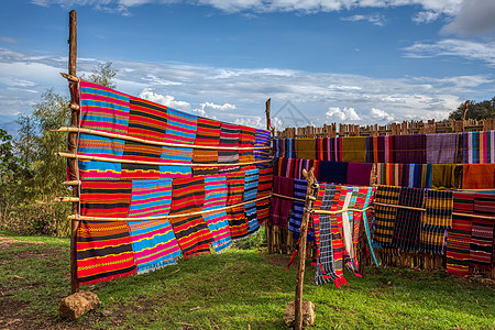 手工制作的彩色围巾埃塞俄比亚传统艺术纺织品文化衣服纤维纪念品制造业工作棉布图片