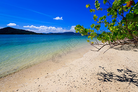 有金沙和海的海滩蓝色白色气候风景海景热带假期海洋水晶天空图片