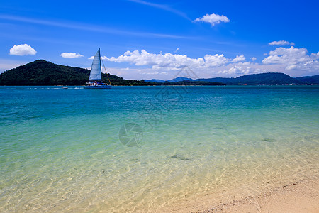 有金沙和海的海滩风景旅游天空旅行水晶海景蓝色白色气候热带图片