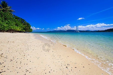 有金沙和海的海滩白色海景旅游风景水晶气候假期蓝色热带天空图片