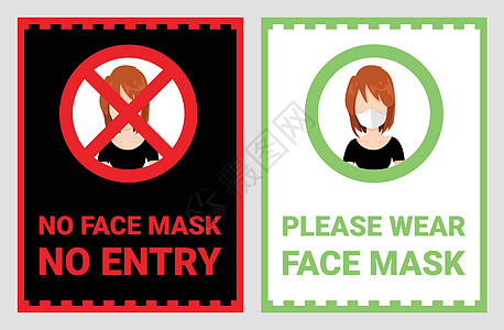 没有面罩没有入口来保护和预防冠状病毒或 Covid19 用于提醒人们或访客注意并在进入商店超市前戴上口罩的警告标志矢量医院面具传图片