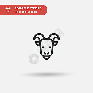 Gaat 简单山羊矢量图标 说明符号设计模板内存喇叭动物荒野农场农业食物吉祥物卡通片牛奶图片