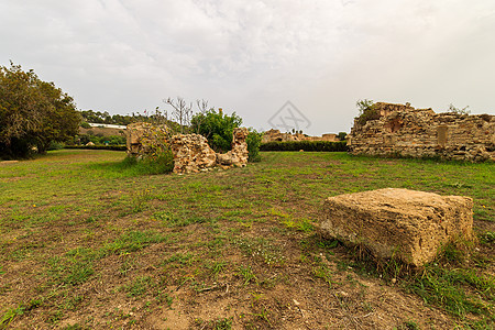 迦太基省Tuunisia的古老浴池废墟地标考古学旅行石头浴室柱子遗产历史性纪念碑建筑图片