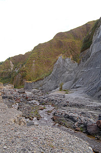 通向菲律宾赞巴莱斯皮纳图博湖的山脉礼士火山绿色蓝色岩石陨石登山远足碎屑首脑图片