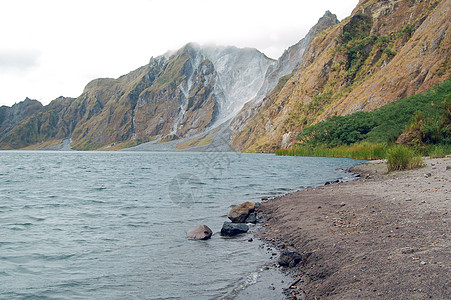 菲律宾桑巴莱斯Pinatubo湖陨石首脑岩石绿色登山火山旅行远足碎屑旅游图片