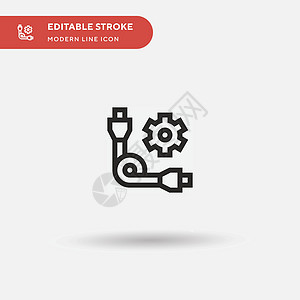 Cable 简单向量图标 说明符号设计模板 fu互联网网络硬件力量绳索插头界面收藏电子产品适配器图片