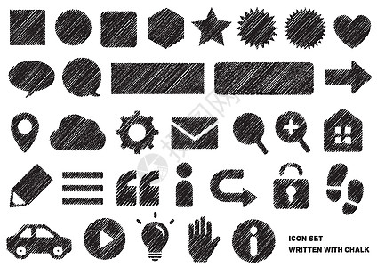 粉笔下浏览图标集插图网络铅笔木板框架别针涂鸦正方形网站脚步绘画图片