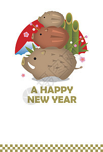 新年贺卡的野猪矢量图动物跑步符号城市流行音乐孩子们吉祥商业哺乳动物十二生肖图片