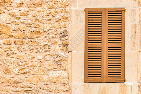 木制百叶窗和沃尔玛的细节视图墙体外观风化建筑学建筑石材住宅木头乡村文化图片