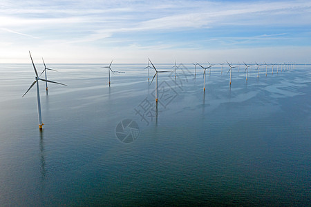 来自荷兰IJsselmeer的风涡轮飞机发电商业涡轮机生态海洋运输风车风力活力绿色图片