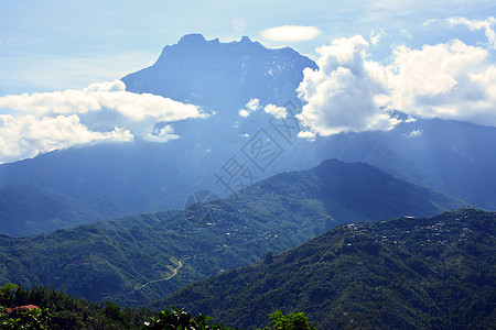 马来西亚萨巴Saba的基纳巴卢山风景图旅游遗产绿色蓝色场景天空国家公园优势旅行图片