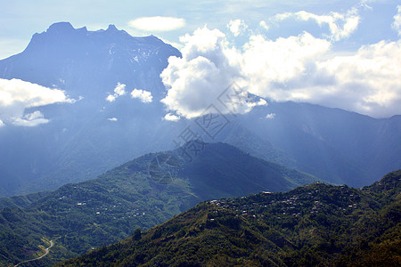 马来西亚萨巴Saba的基纳巴卢山风景图场景旅游优势绿色公园天空蓝色旅行国家遗产图片