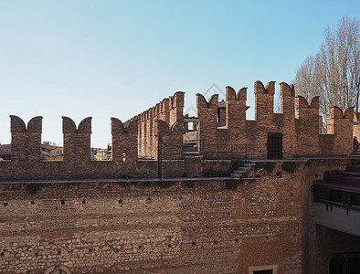 维罗纳的卡斯特尔韦奇奥古老城堡博物馆城市地标联盟景观社论建筑古堡建筑学图片
