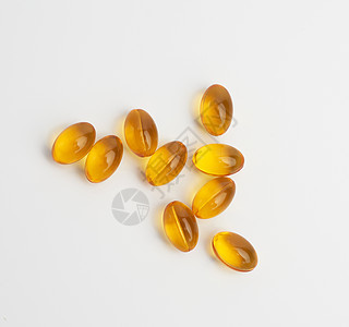 Omega 3 白底黄色胶囊中的鱼油图片