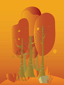 秋天树上有草 秋天是沙丘 秋季是橙色阴影下的秋季节背景图片