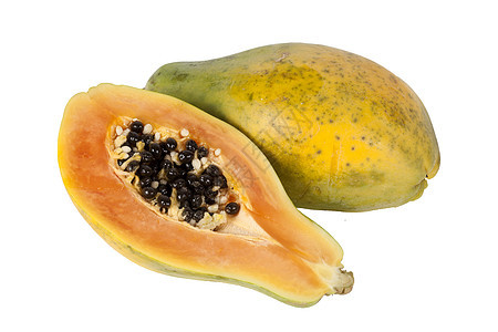 原有机木瓜水果被切成一半 其中含有许多抗氧化物图片