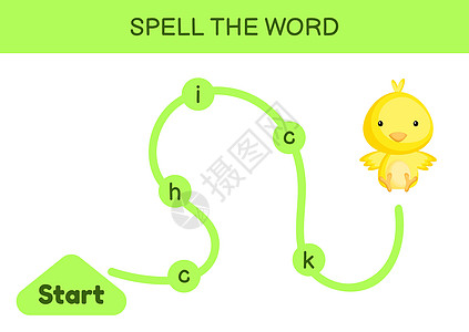 孩子们的迷宫 拼写文字游戏模板 学习阅读单词 d孩子字母语言教育挑战工作头脑床单活动英语图片