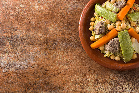 蔬菜 小鸡豆 肉类和生锈本底的食谱传统塔吉尼食物营养美食饮食羊肉图片