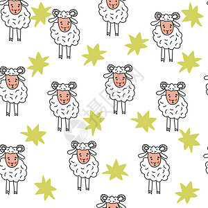 羊群背景 纺织品和壁纸说明无缝的羊羔模式礼物睡眠婴儿快乐卡片卡通片艺术品漫画羊毛动物图片