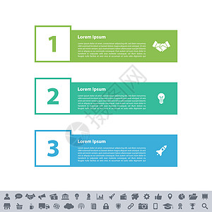具有3个步骤的制图设计业务概念技术推介会报告标签横幅脚步金融议程工作文档图片