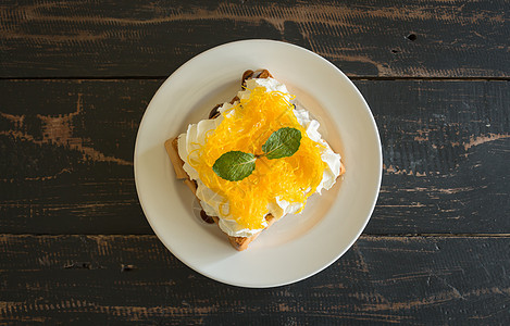 金蛋黄银线或火塘早餐美食面包蜜饯热带金线小吃烹饪奶油图片