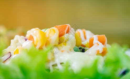维冈沙拉Vegan Salad 配有五月花粉早餐玉米橙子午餐饮食素食香味食谱气味食物图片