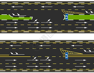 在高速公路 公路 街道上 有两种U型倾角的顶端视图图片
