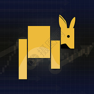 股票市场矢量上的袋鼠符号 基金 外汇或商品价格图表 抽象背景 黄色袋鼠蜡烛棒图的象征 敏感的投资交易 横盘趋势图片