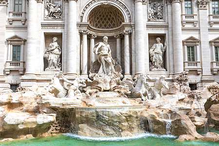 罗马的三维不老泉旅游场景纪念碑阳光观光地标海王星大理石石头盆地图片