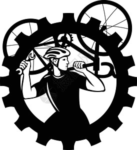 骑自行车的自行车史布罗克特黑白车高清图片