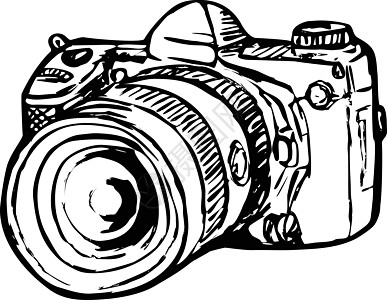 DSLR DSLR 数字静止图像摄像头 带有缩影边黑白画线平行线照相机艺术品手绘手工绘画相机镜片阴影图片