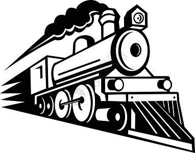 黑白蒸汽慢速前进中转马斯科特标识公路铁路品牌火车插图艺术品卡通片吉祥物全速图片