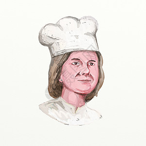 厨师手绘女厨师水彩画背景