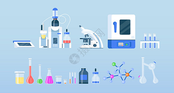 实验室设备平板彩色矢量物体图片
