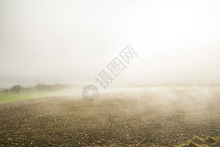 秋天在字段上的雾湿度薄雾阴霾季节性草地白色天气图片