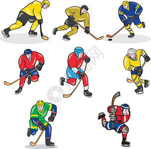 冰冰曲棍球玩家卡通设置图片