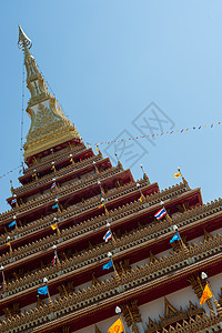 泰国Khon Kaen省寺庙历史艺术考古学佛教徒蓝色精神游客建筑学天空旅游图片