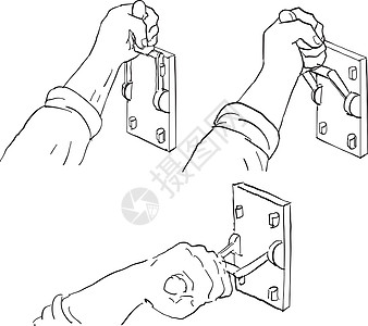 绘图的手手拉弗兰肯斯坦光投抛开关绘图插画